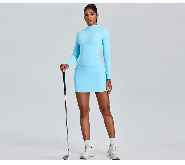 Long Sleeved High Collar Skirt and Top Set