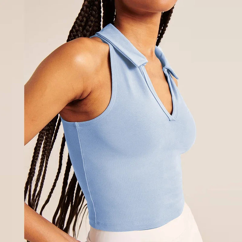 Cropped Collared Golf Top