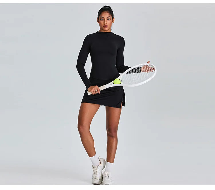 Long Sleeved High Collar Skirt and Top Set