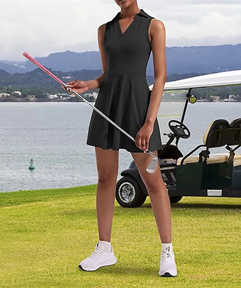 Classic Collared Golf Dress Sleeveless