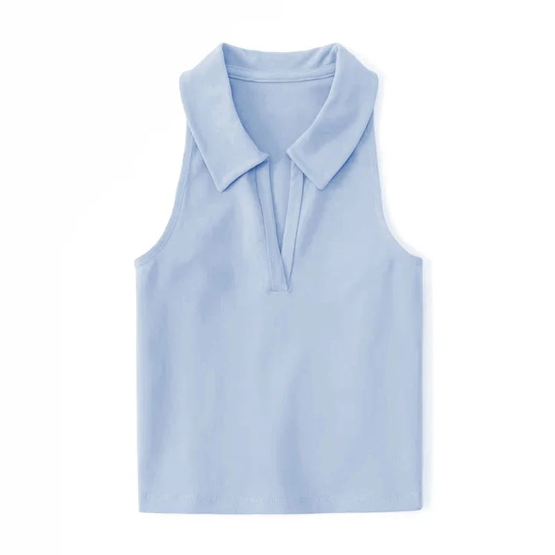 Cropped Collared Golf Top