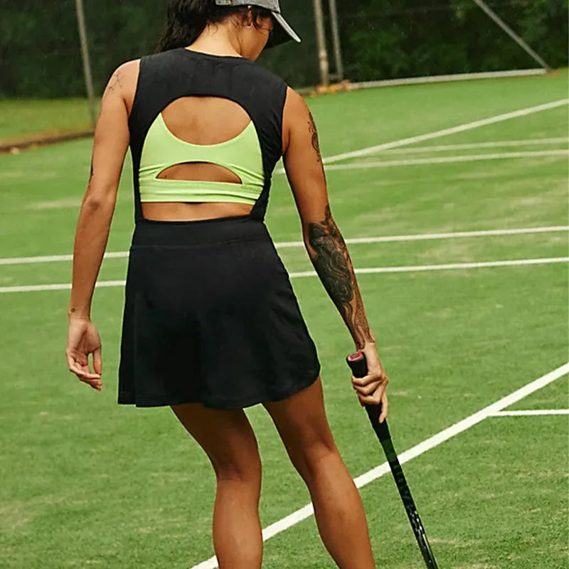 Sleeveless Backless Sports Dress