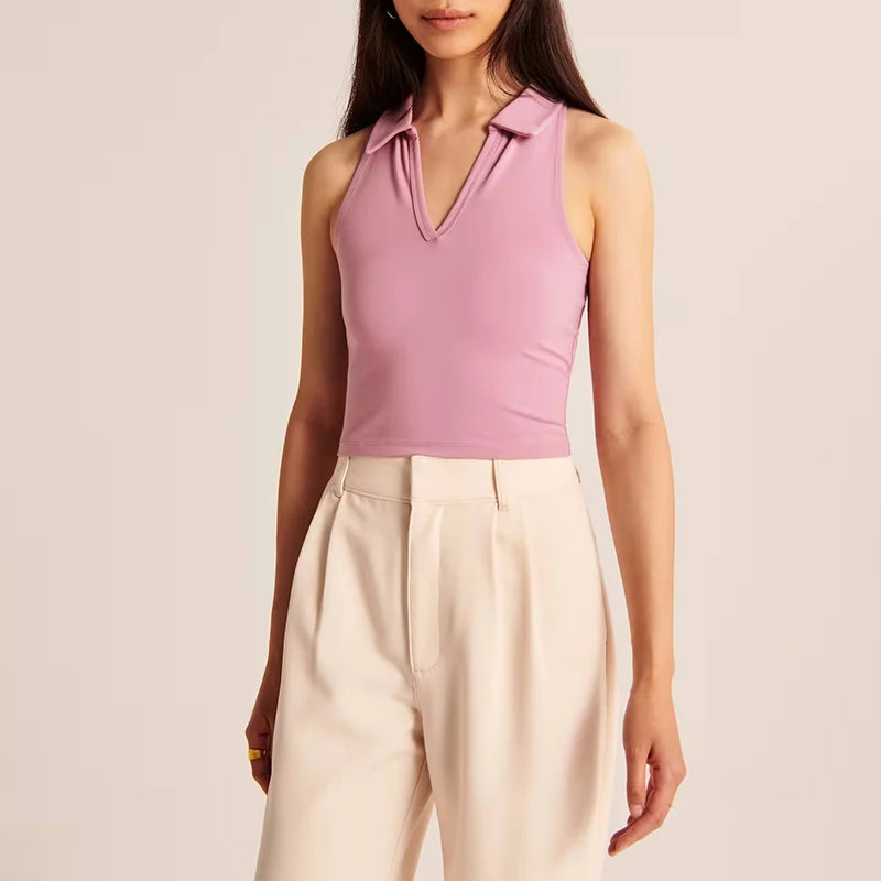 Cropped Collared Golf Top
