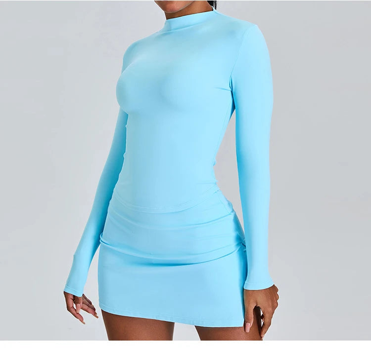 Long Sleeved High Collar Skirt and Top Set