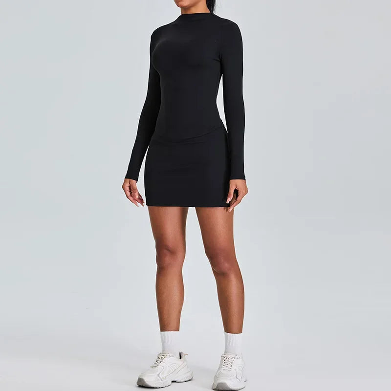 Long Sleeved High Collar Skirt and Top Set