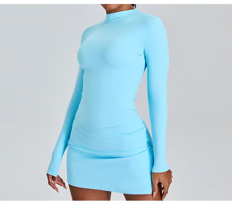 Long Sleeved High Collar Skirt and Top Set