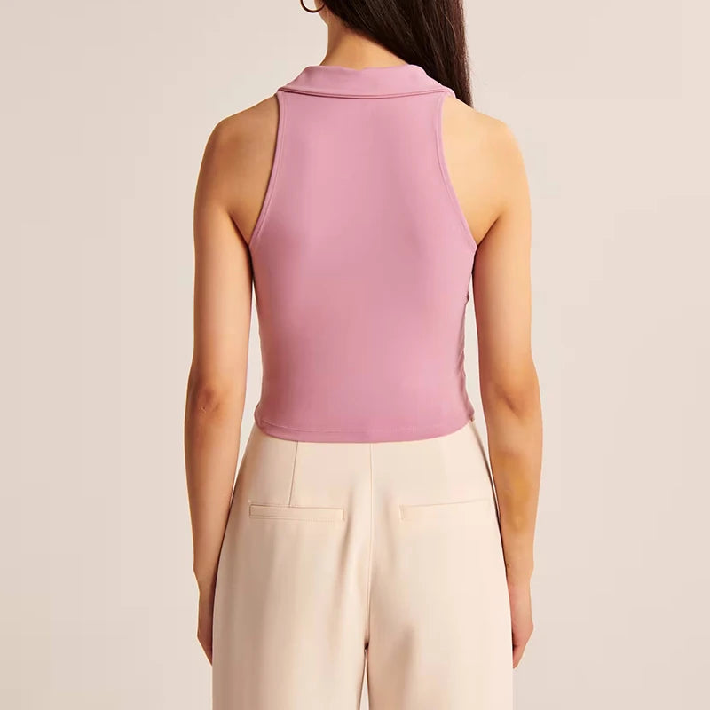 Cropped Collared Golf Top