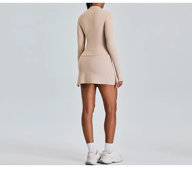 Long Sleeved High Collar Skirt and Top Set