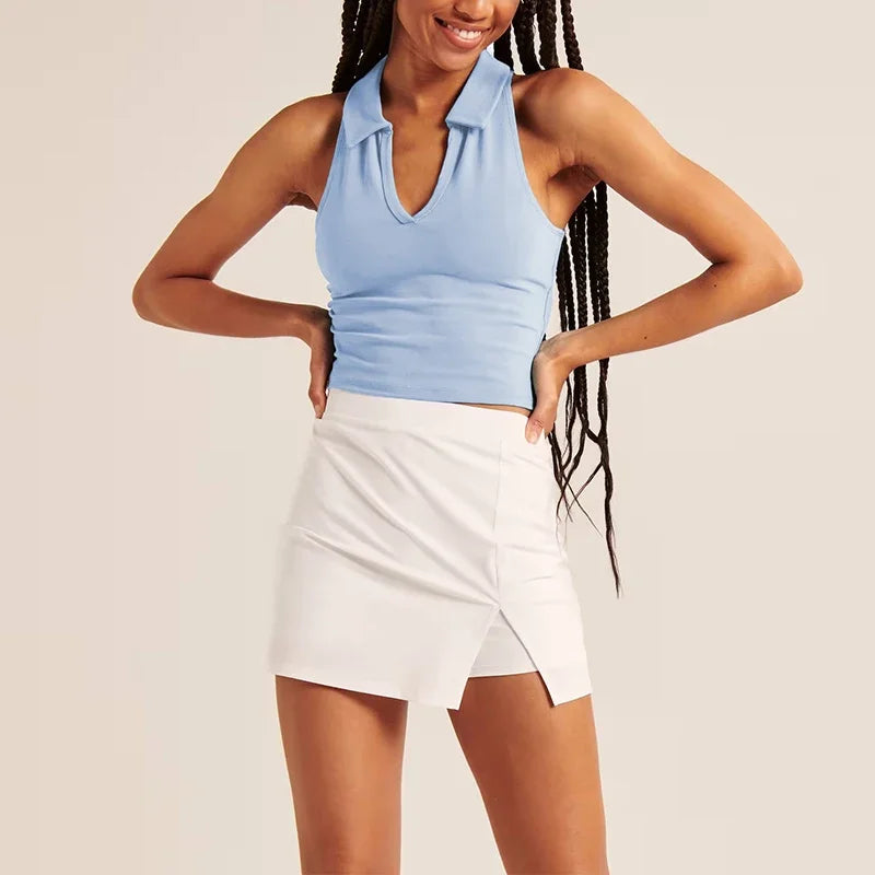 Cropped Collared Golf Top
