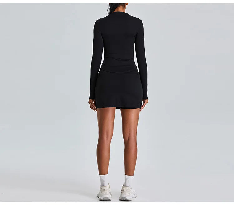 Long Sleeved High Collar Skirt and Top Set
