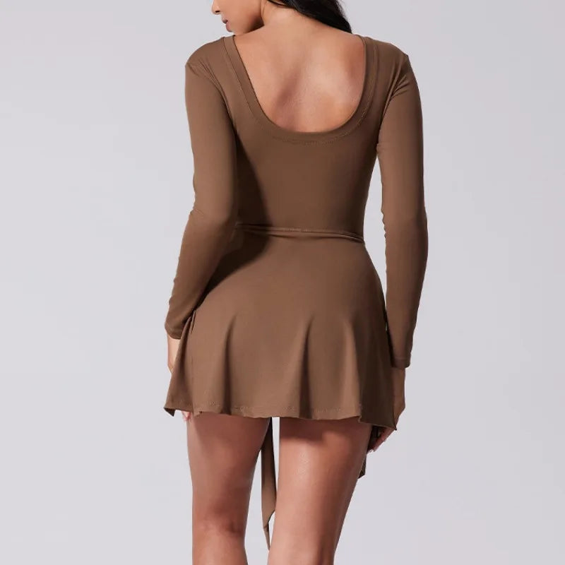 Classic Long sleeve Waist Tie Dress