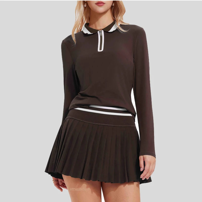 Quarter Zip Polo & Pleated Skirt Golf Set