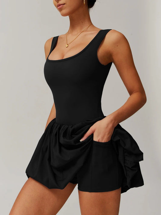Square Neck Tutu Tennis Dress