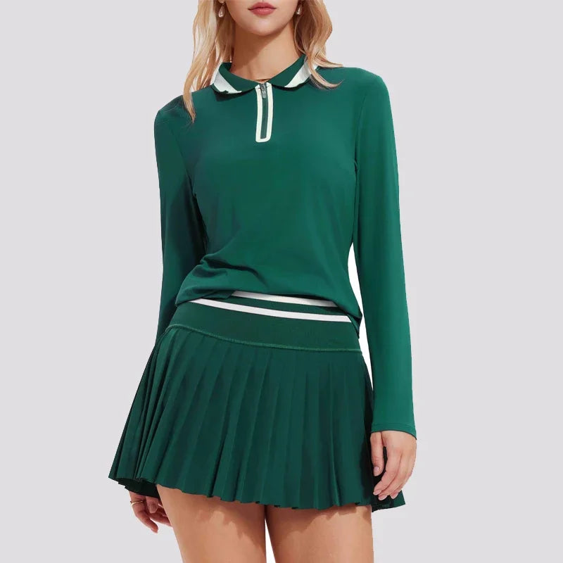 Quarter Zip Polo & Pleated Skirt Golf Set