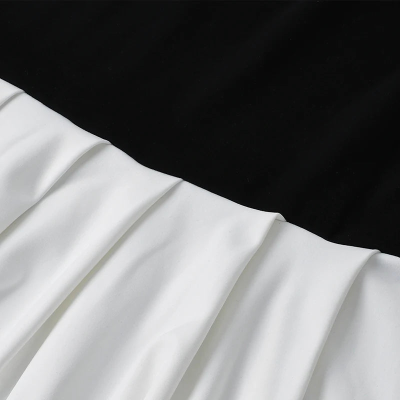 Two Tone Sleeveless Pleated Skirt Dress