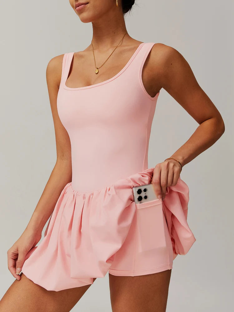 Square Neck Tutu Tennis Dress