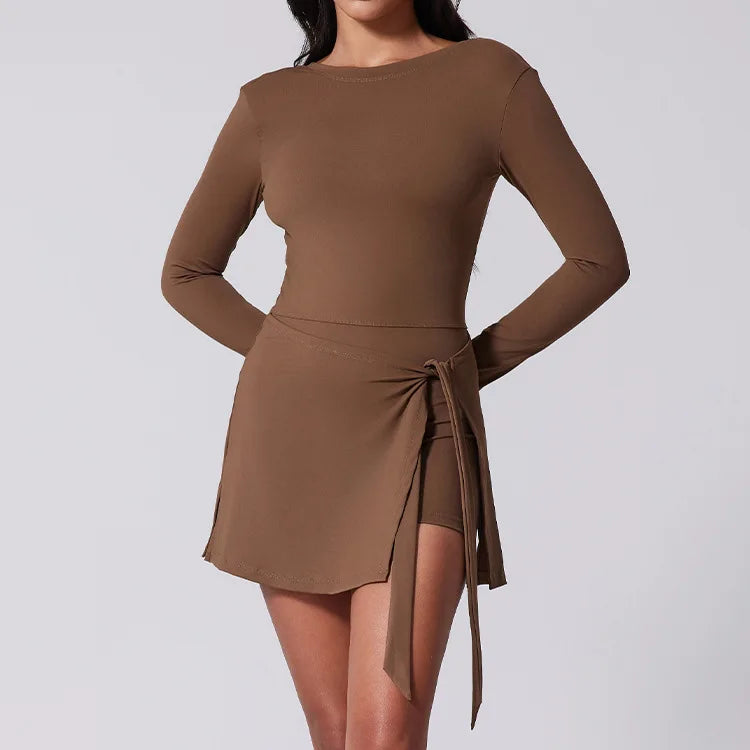 Classic Long sleeve Waist Tie Dress