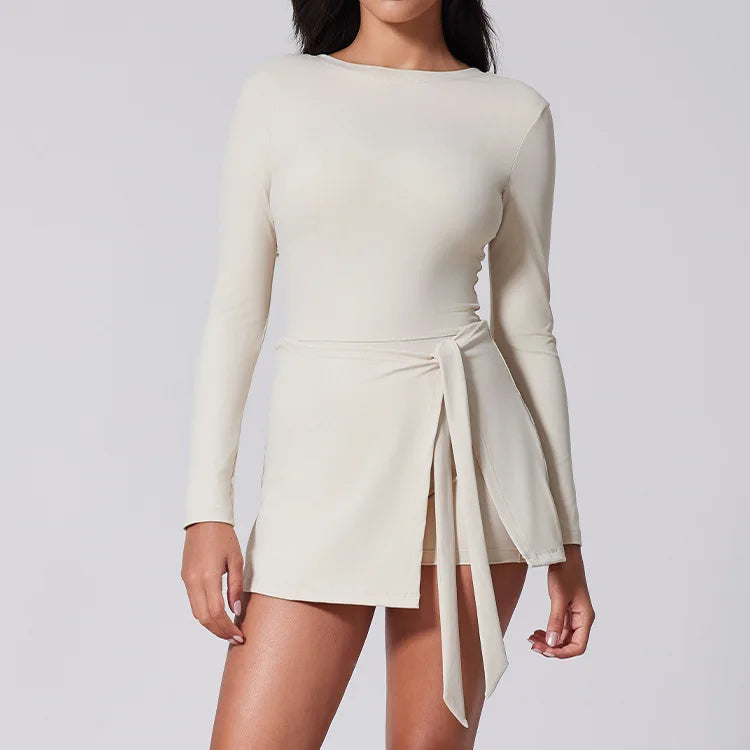 Classic Long sleeve Waist Tie Dress