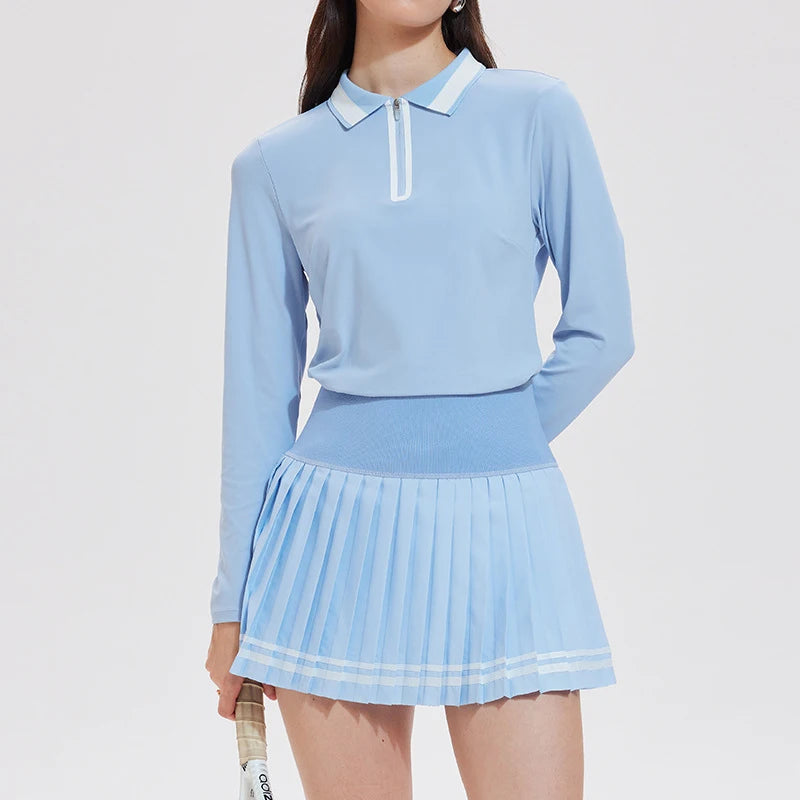 Quarter Zip Polo & Pleated Skirt Golf Set