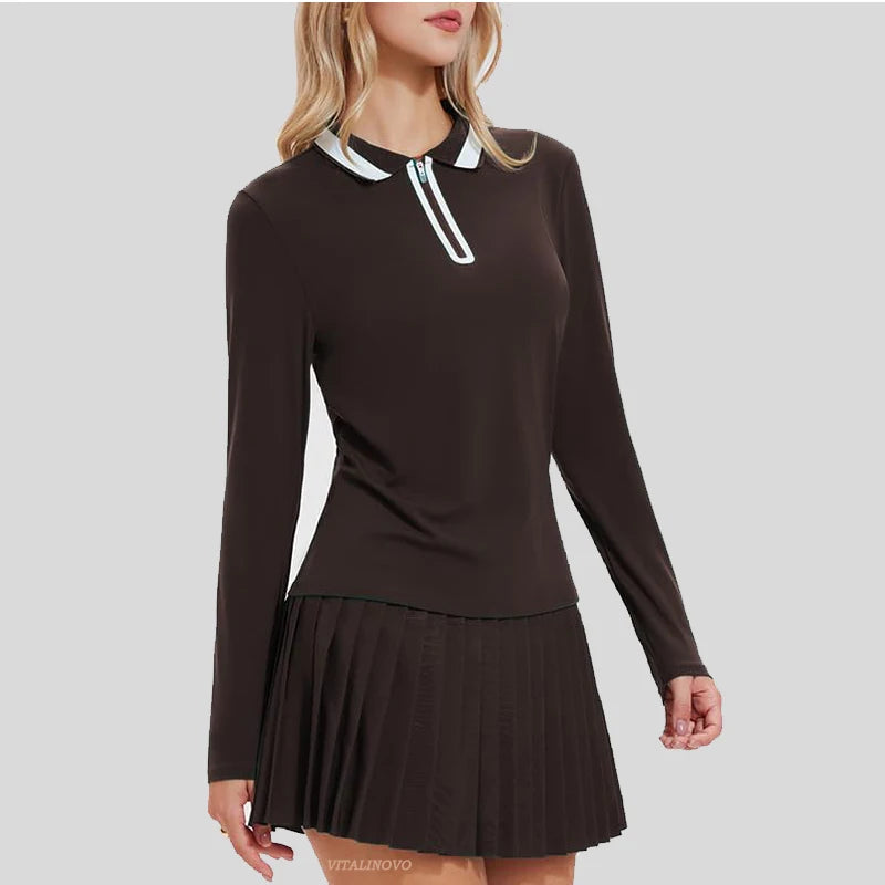 Quarter Zip Polo & Pleated Skirt Golf Set