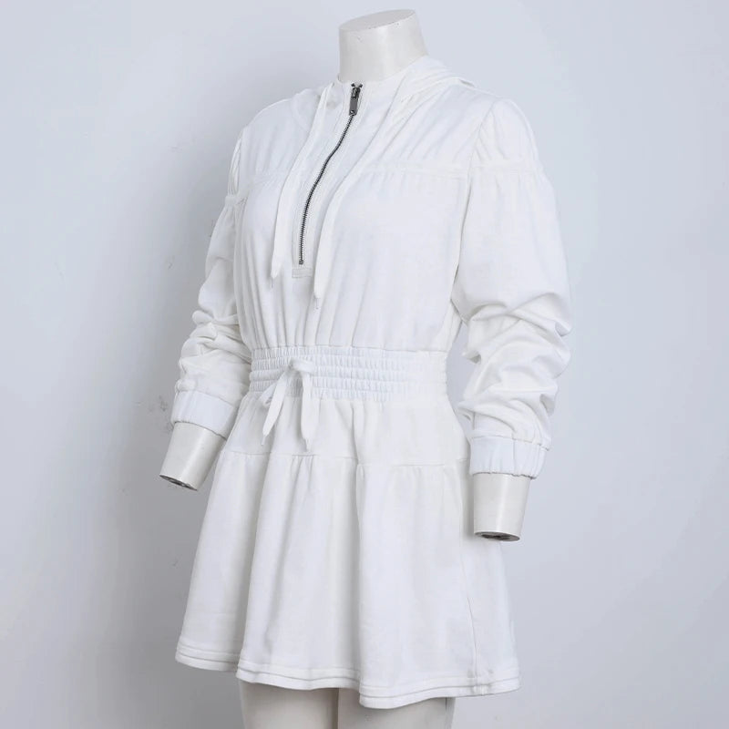 Half-Zip Long Sleeve Hoodie Dress