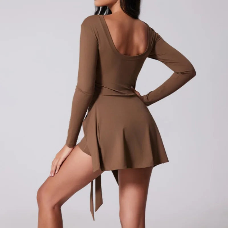 Classic Long sleeve Waist Tie Dress