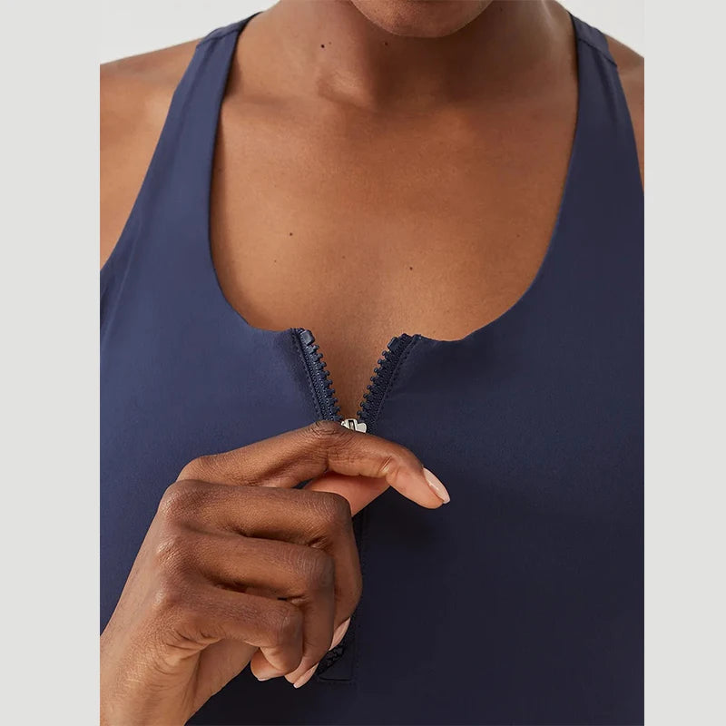 Quarter Zip Sleeveless Pleated Sport Dress