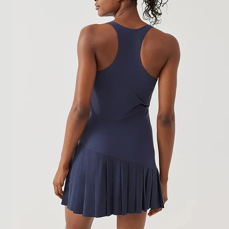 Quarter Zip Sleeveless Pleated Sport Dress