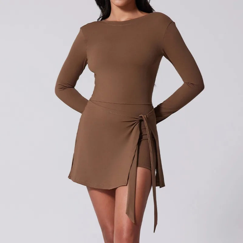Classic Long sleeve Waist Tie Dress
