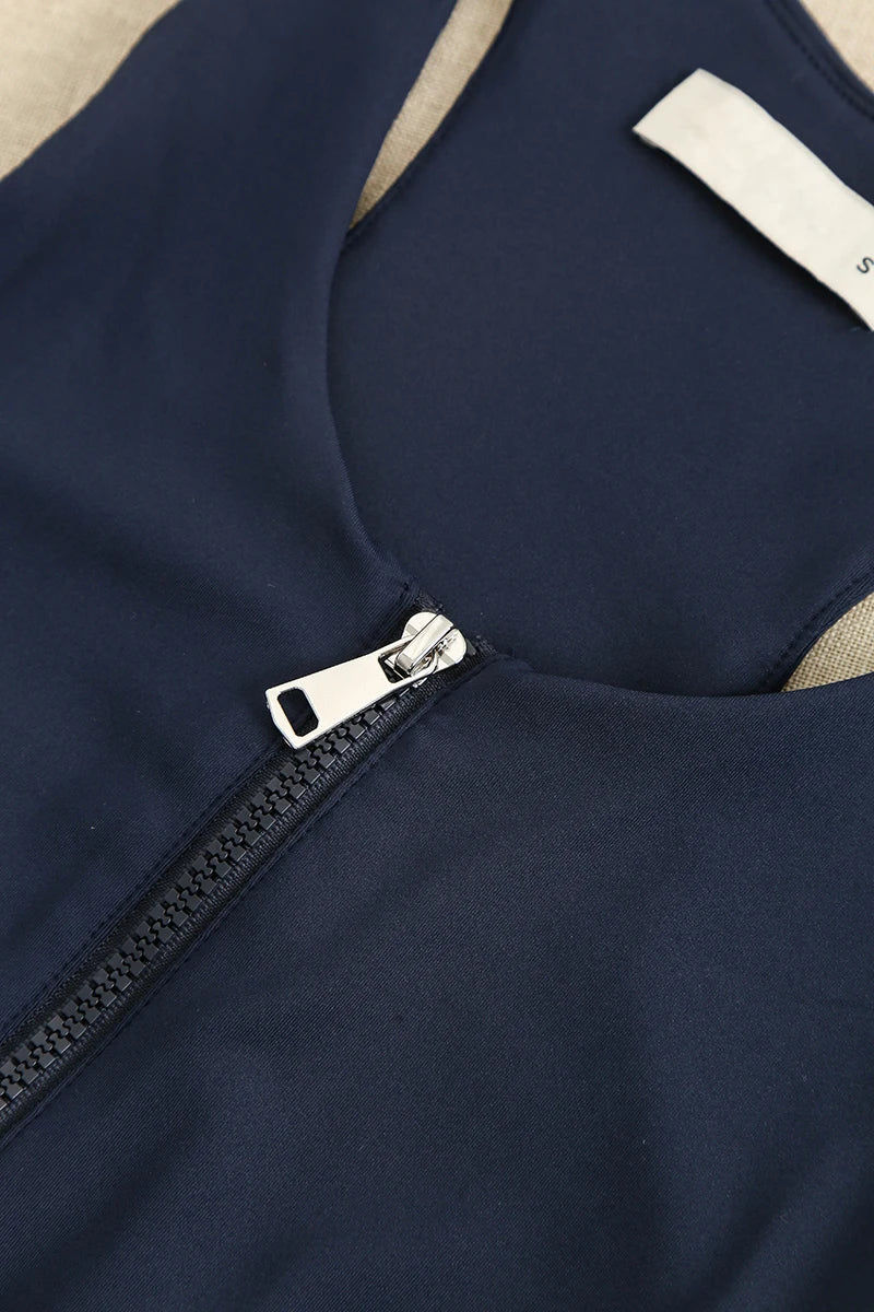 Quarter Zip Sleeveless Pleated Sport Dress