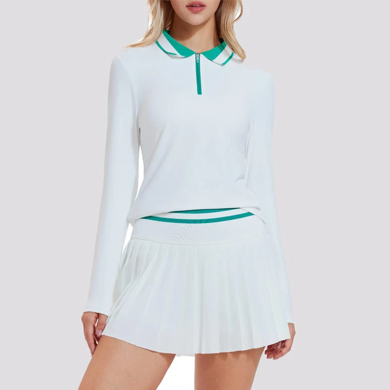 Quarter Zip Polo & Pleated Skirt Golf Set