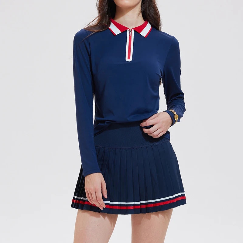 Quarter Zip Polo & Pleated Skirt Golf Set