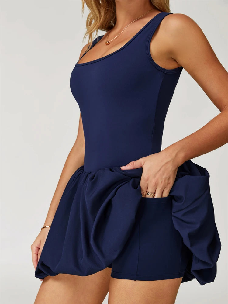 Square Neck Tutu Tennis Dress