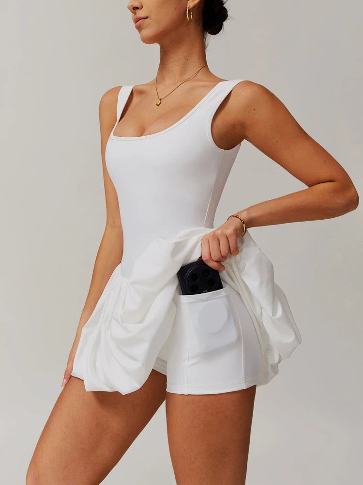 Square Neck Tutu Tennis Dress